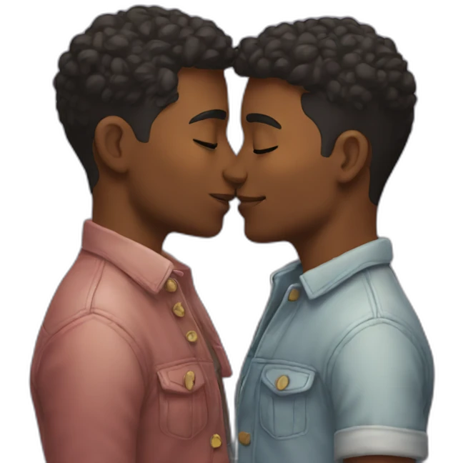 gay grown couple kissing emoji