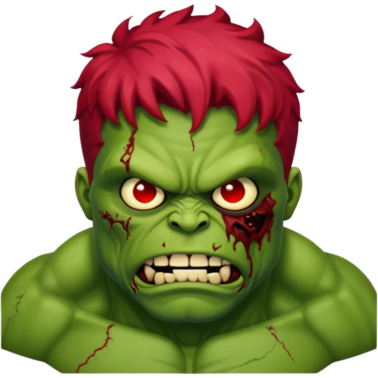 Zombie hulk with red hairface emoji