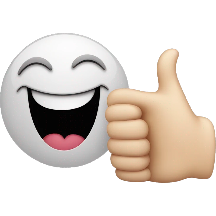 Thumb up in front of a smiling emoji face emoji
