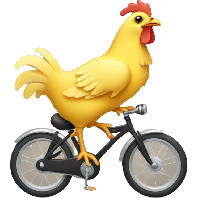 cute small young yellow chicken riding on a bike emoji