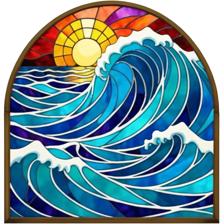 Stained glass ocean waves emoji