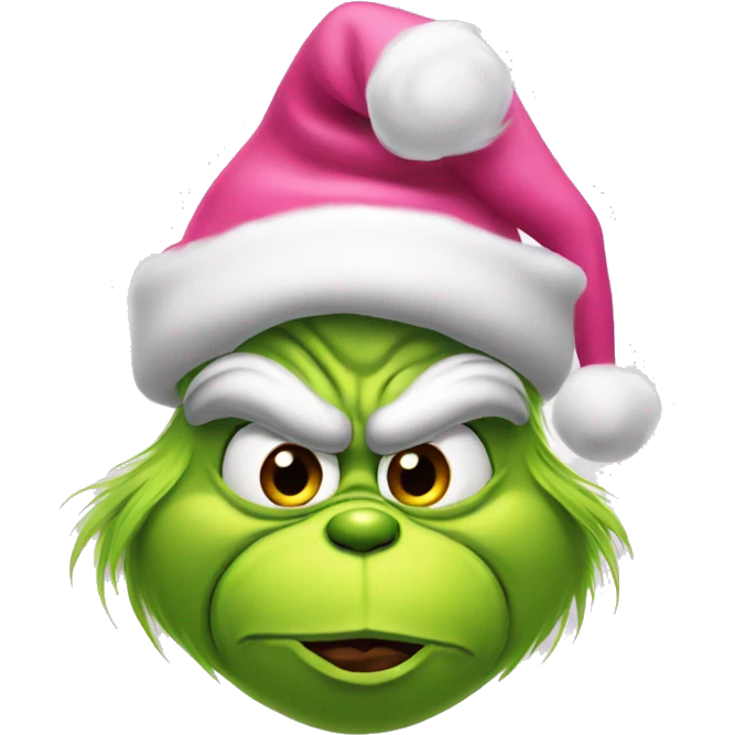 Grinch with pink santa hat emoji