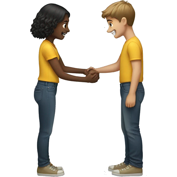 Girl elbowing boy emoji