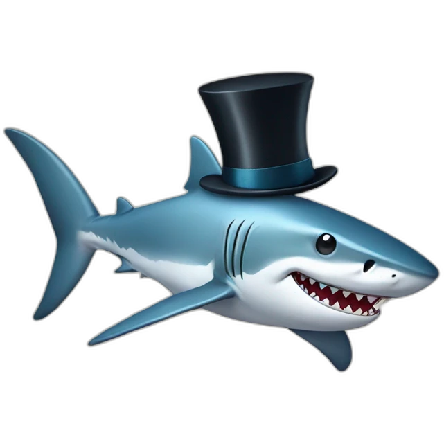 Shark with a top hat emoji