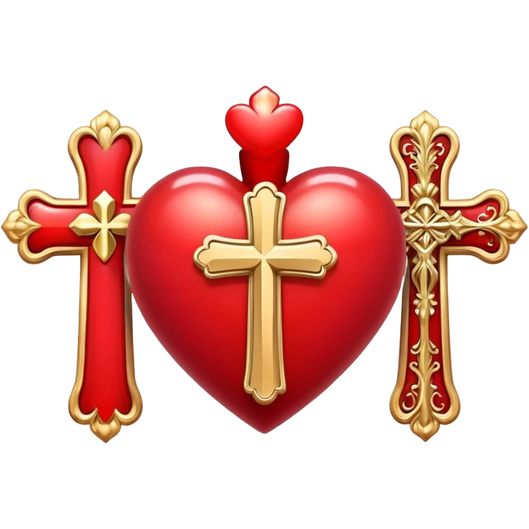 3 hearts and Holy Cross emoji
