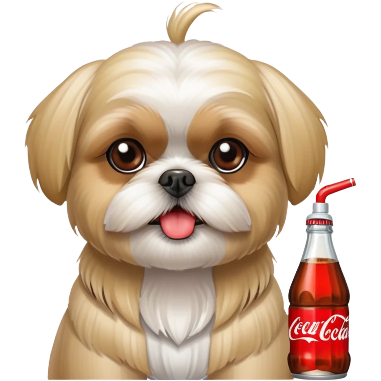 Blonde Shih Tzu with a Coke bottle emoji