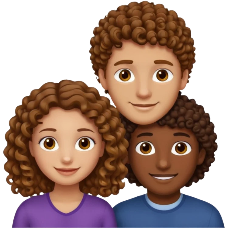 Açık kumral saçlı ela gözlü beyaz tenli erkek ve saçları koyu kahverengi ,kıvırcık saçlı kız yan yana gülümsüyor emoji