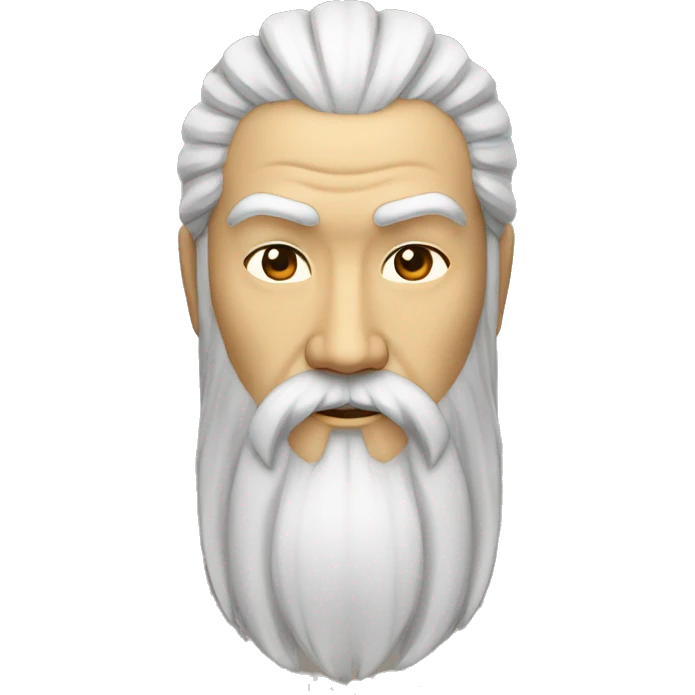 、"Laozi: Ancient Chinese philosopher, Hanfu, topknot, beard, black beard, willow-leaf eyebrows, phoenix eyes, long face, wide face." emoji