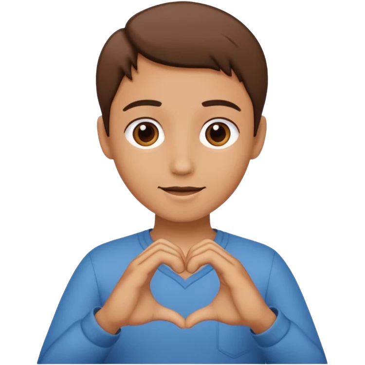 Corazón uniendo los dedos corazon y pulgar entre dos manos, cómo si se estuviera haciendo pisrola emoji
