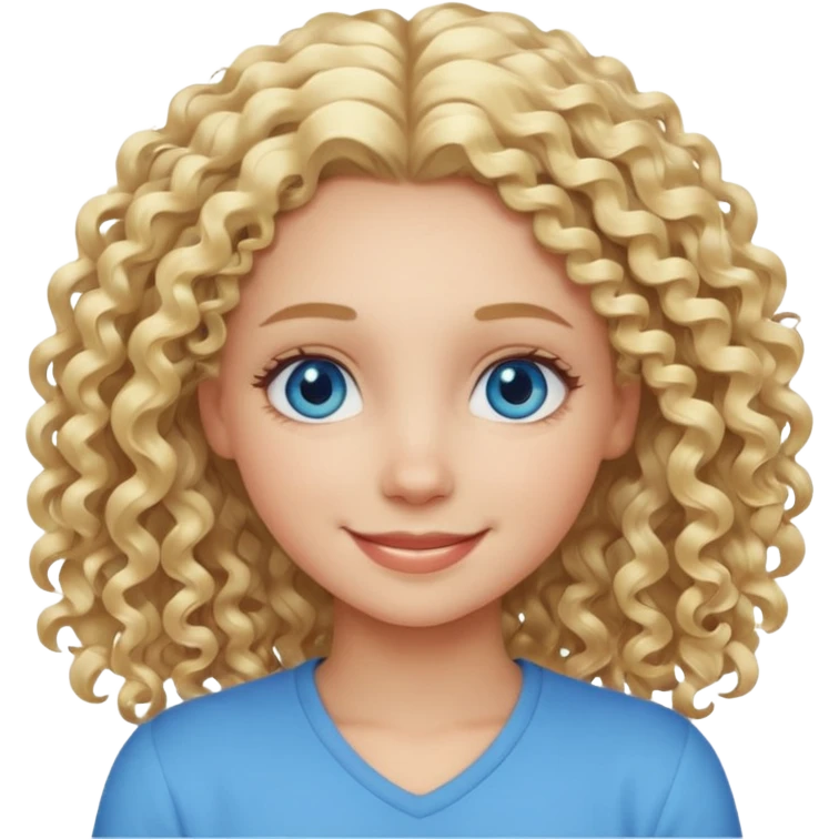 Cool blond curly girl blue eyes. Cooler color blond hair. Longer hair emoji