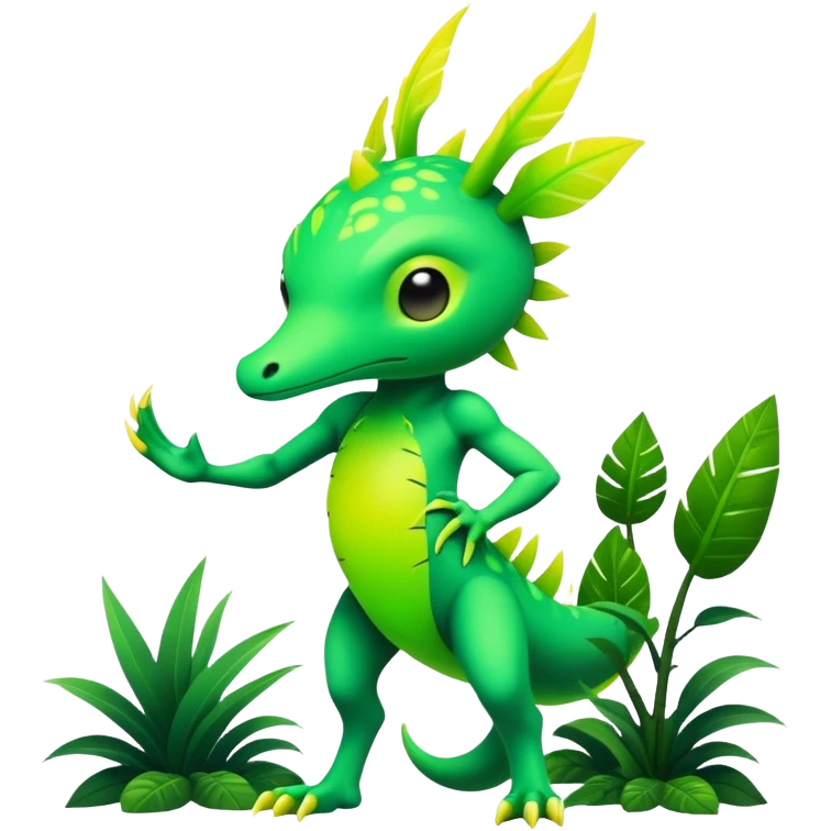 Tropical futuristic lush neon Fionbri-Vernid-creature (full body) emoji