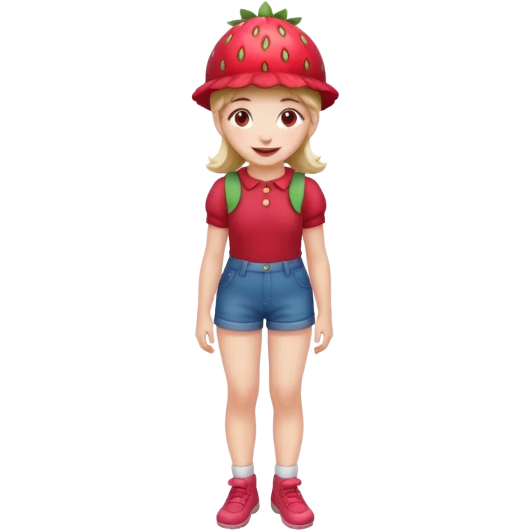Strawberry shortcake human girl full body and legs with a strawberry hat on her hair without a cake emoji