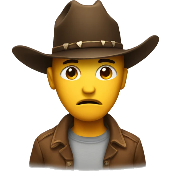 Sad face with cowboy hat emoji