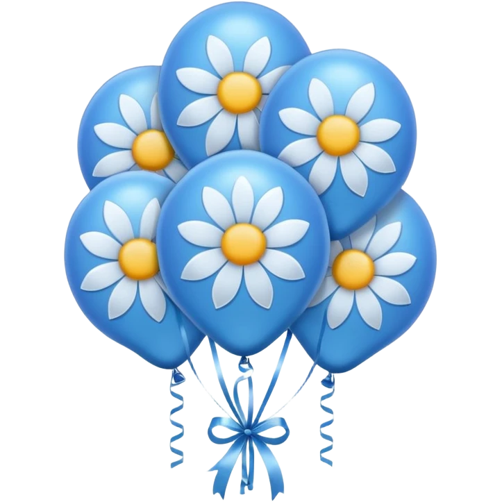 Blue birthday balloons flower emoji