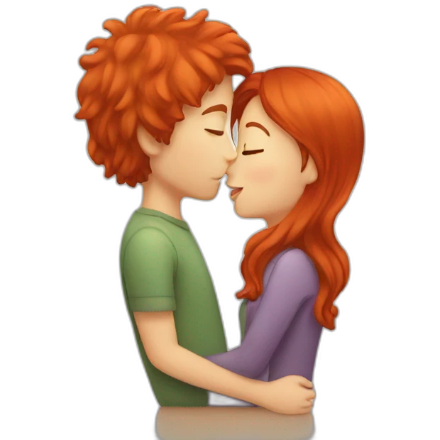 Girl with red hair kissing man  emoji