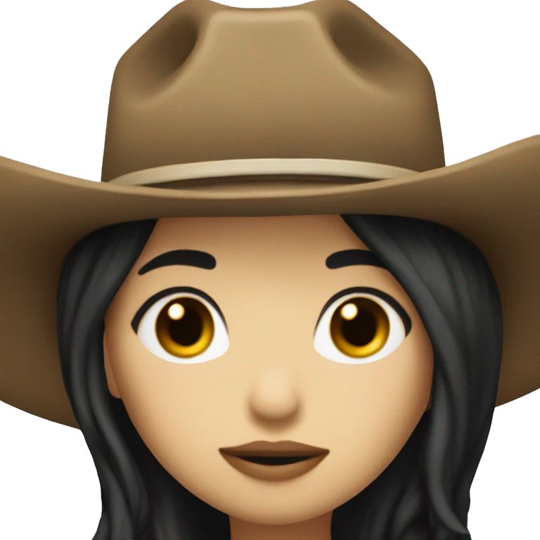 Cowgirl with black hair and pale skin kiss emoji