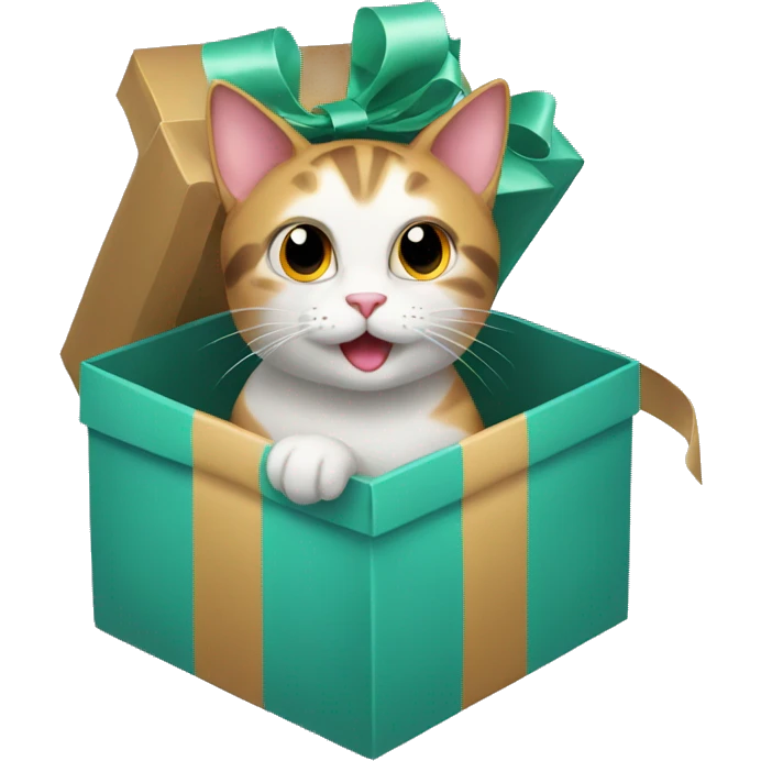Cat inside a present box emoji