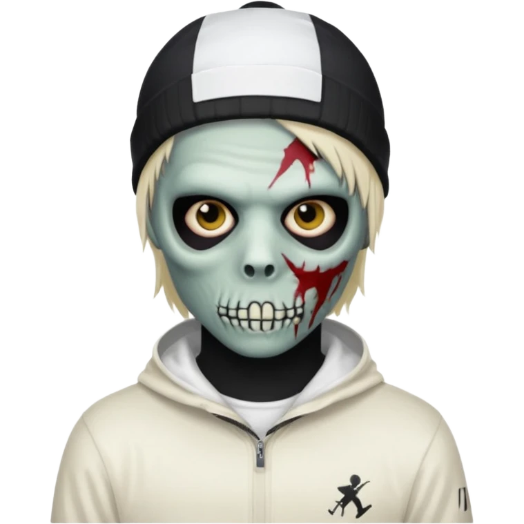 zombie boy with emo hair and white shirt with a ski mask on hair from Nike da syna emoji
