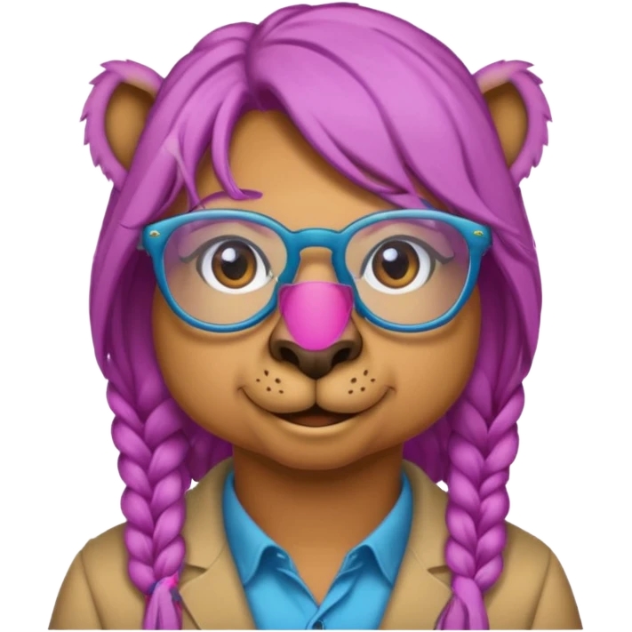 camel face with colored hair and glasses emoji