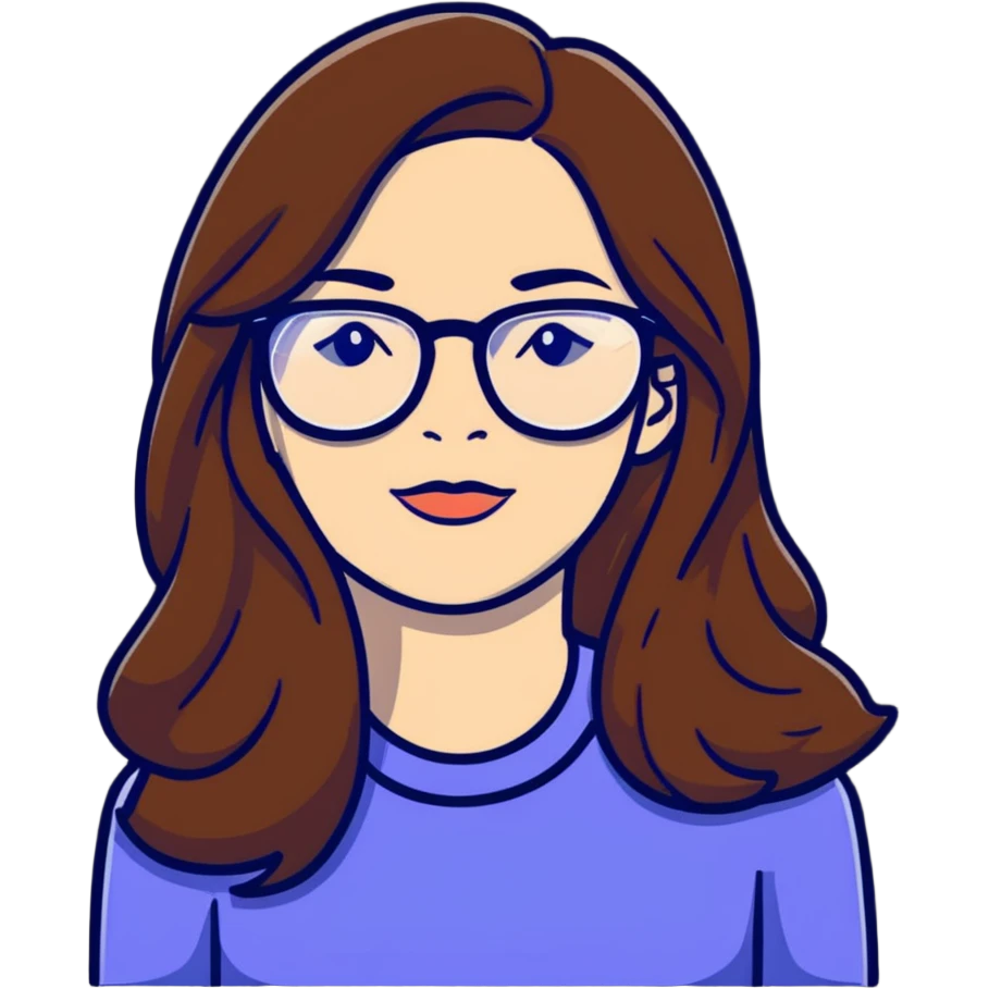 White woman with long brown hair and glasses  emoji