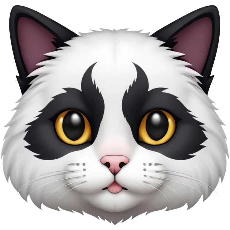 create a cat with black-white fur (white fur ONLY on his nose and its paws) emoji