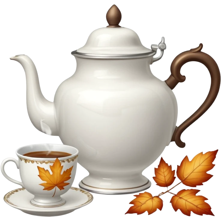 Silver samovar and autumn and a cup emoji