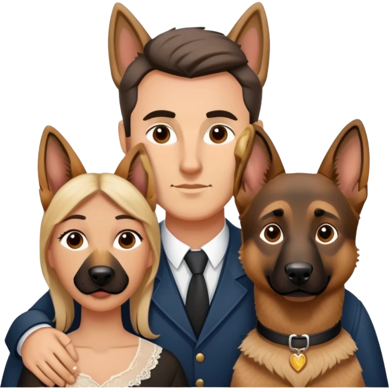 Husband and wife with sable German shepherd  emoji