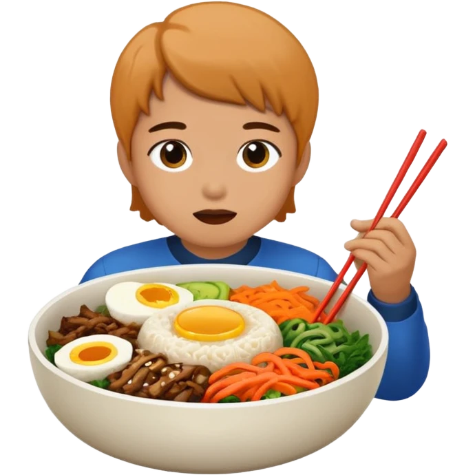 비빔밥 먹는 사람이나 비빔밥을 이모지로 그려줘 emoji