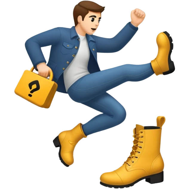 Boot kicking with a text "Get 2 Fuck" emoji