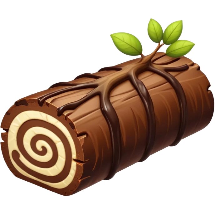 Oblong Tree-log-shaped-chocolate with marsipan swirled inside and with walnuts drizzled on top  emoji