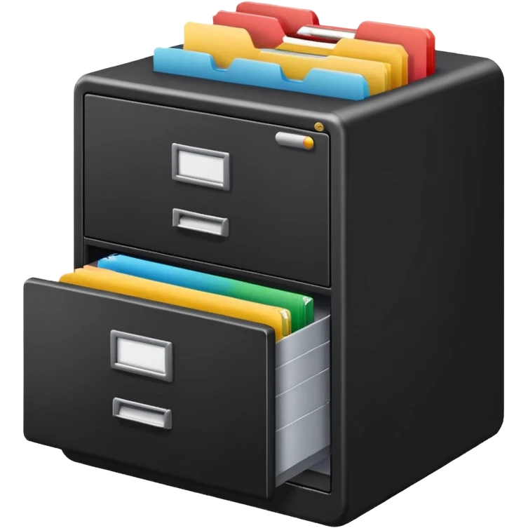 black filing cabinet with multicolored file tabs emoji