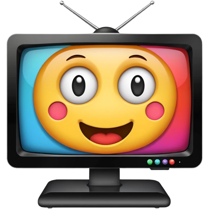 A tv with a cartoon on emoji