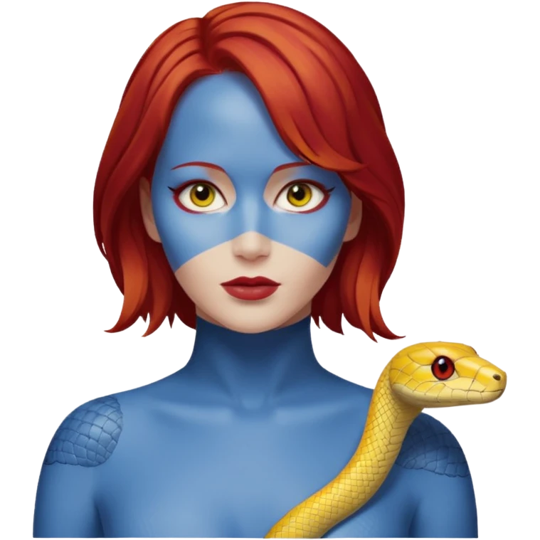 x-men mystique red hair yellow snake eye looks like jennifer lawrence emoji