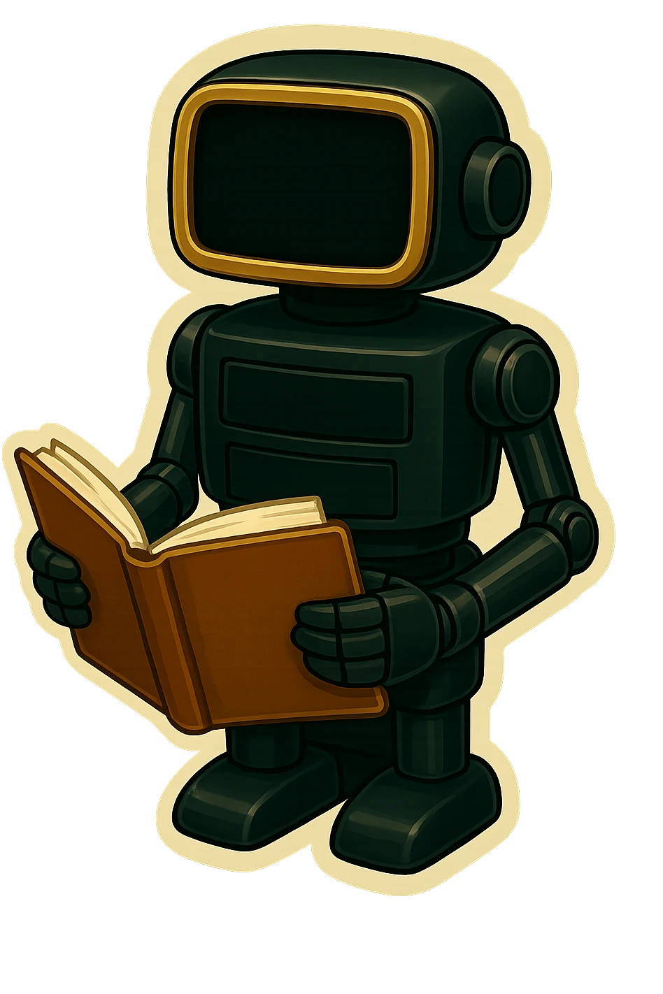 bureaucrat robot with nothing in head area. black screen is in chest  emoji