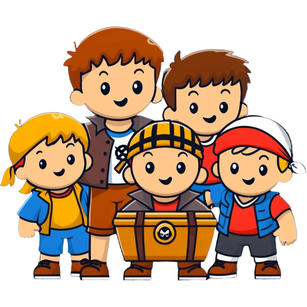group of kids from the Goonies finding pirate treasure emoji