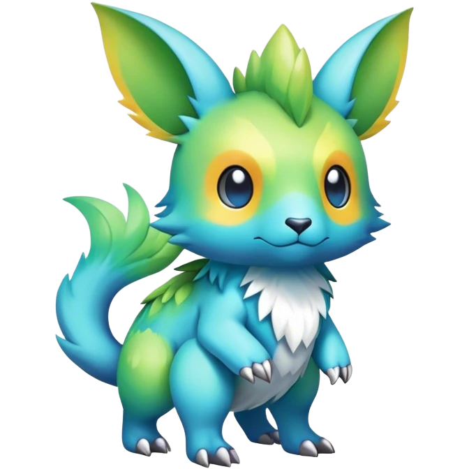Cute cool colorful fantasy animal hybrid Fakemon full body emoji