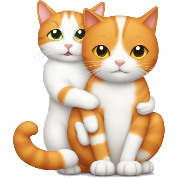 Orange cat with a white cat hugging emoji