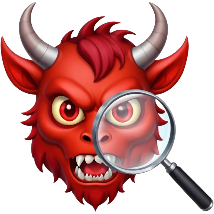 demon in magnifying glass emoji