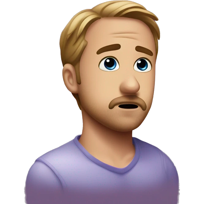 ryan gosling sad with bandaid on nose with violet light emoji