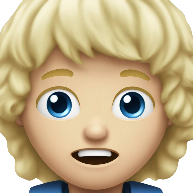 blond boy with blue eyes screaming scary peur emoji