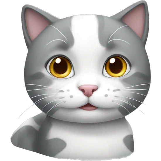 Grey and white cute cat emoji