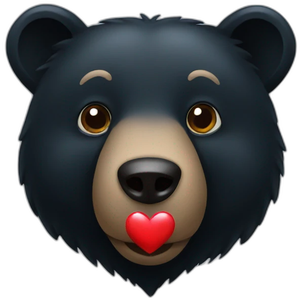 Black Bear with heart emoji