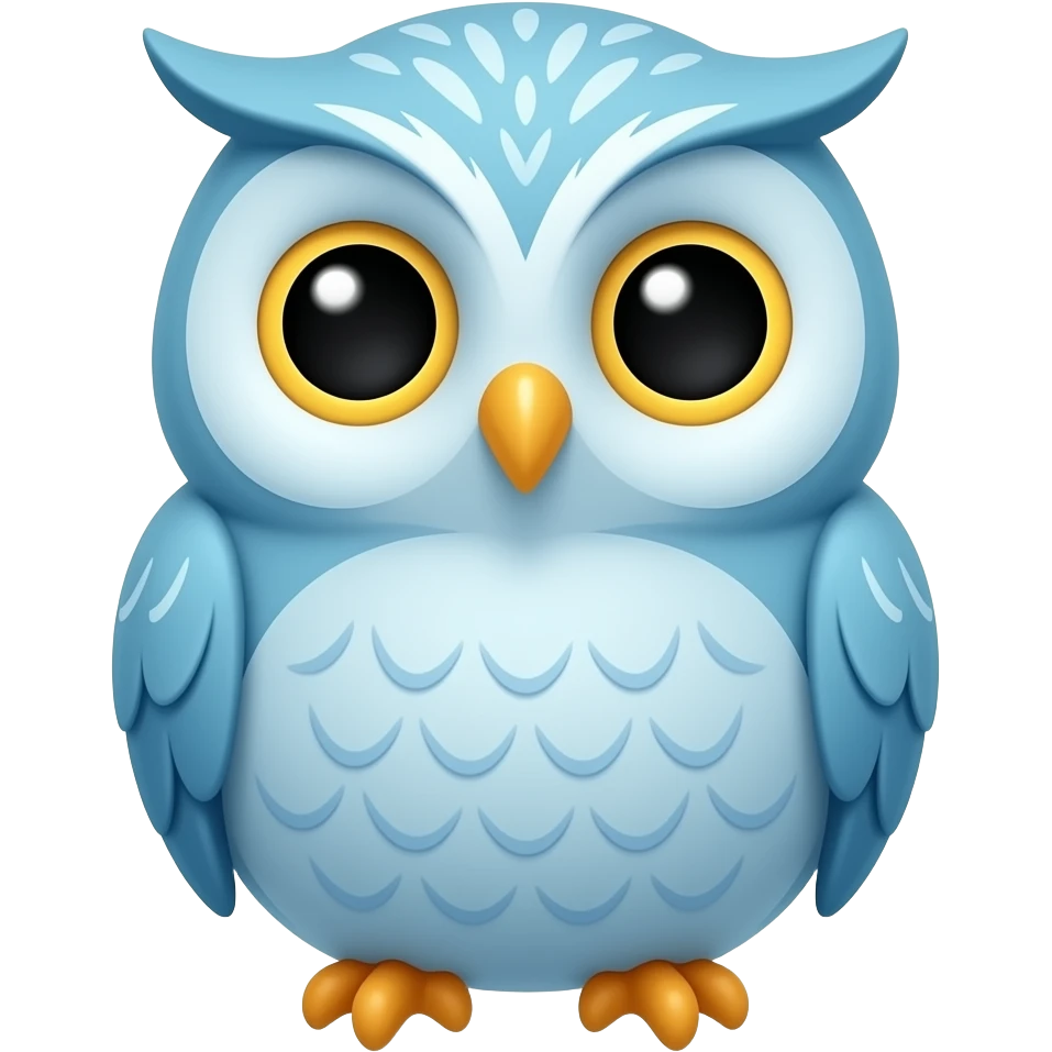 a cute, detailed blue owl emoji
