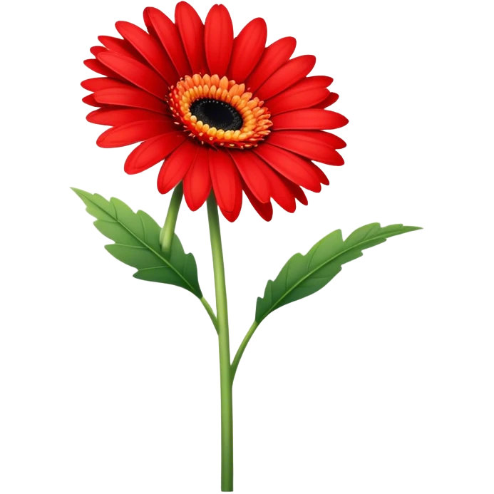 single Bright Red Gerbera Daisy, straight stem emoji