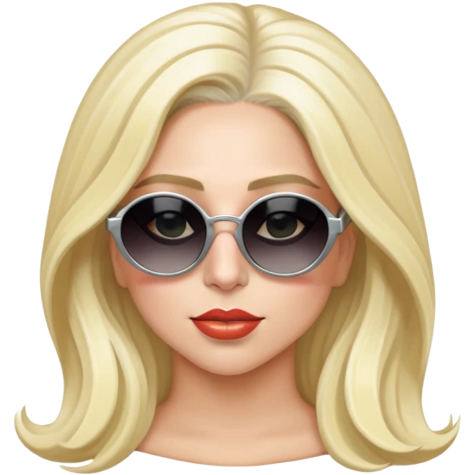Lady Gaga with iconic blonde hair and sunglasses emoji