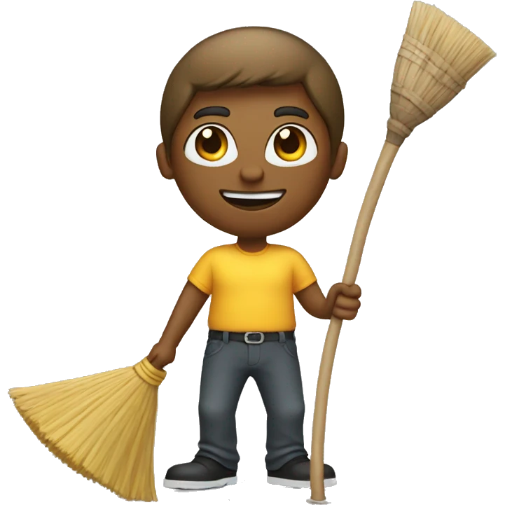 Back guy with broom emoji