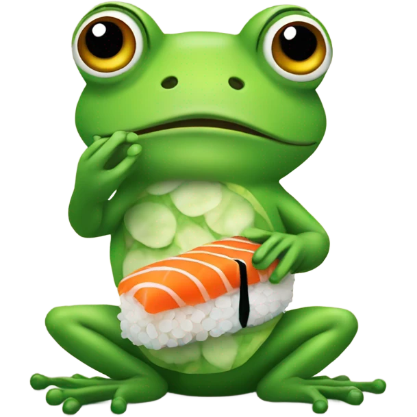 Frog eating sushi emoji