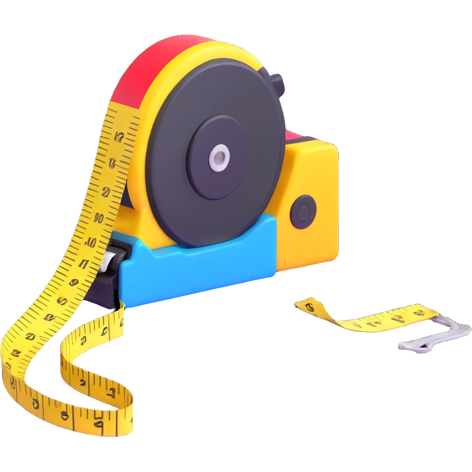 tape measure with bright colors floating on white background emoji