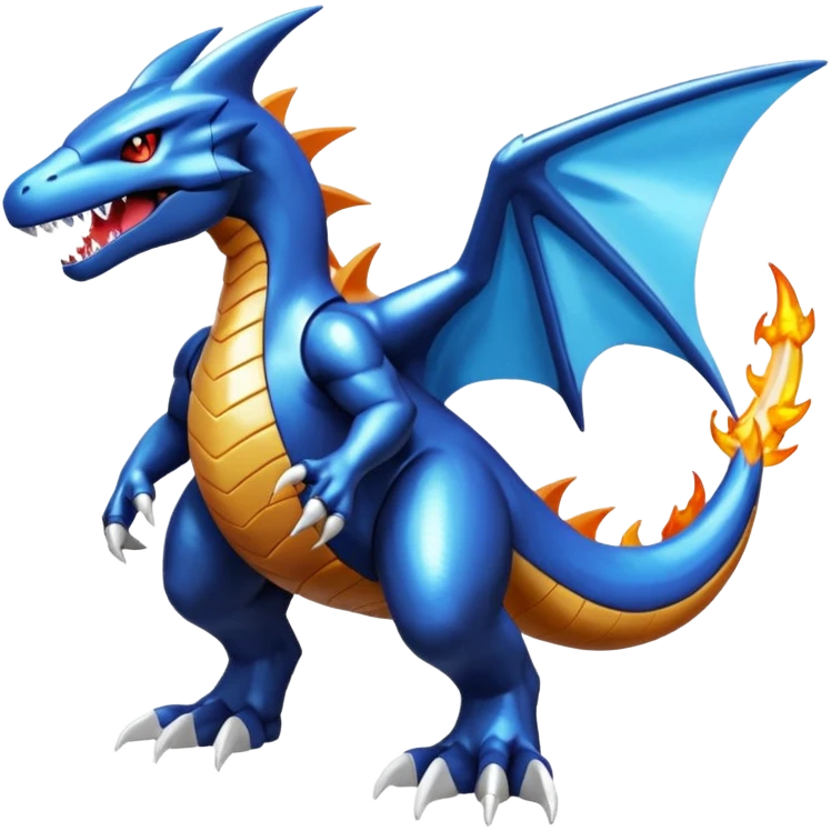 Shiny futuristic Cyber-Garchomp-Kyurem-Charizard-Latios-Lugia-Fakémon-hybrid-creature (full body)  emoji