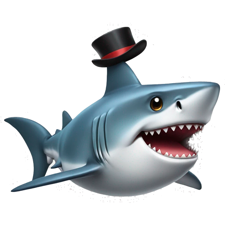 Shark with a top hat emoji